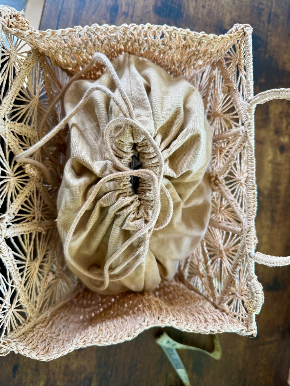 House of Harlow 1960 Beige Macramé Satchel - Picture 4 of 11